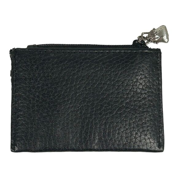 Brighton Black Leather Heart ID Coin Change Purse Credit Card Zip Top - Picture 8 of 9